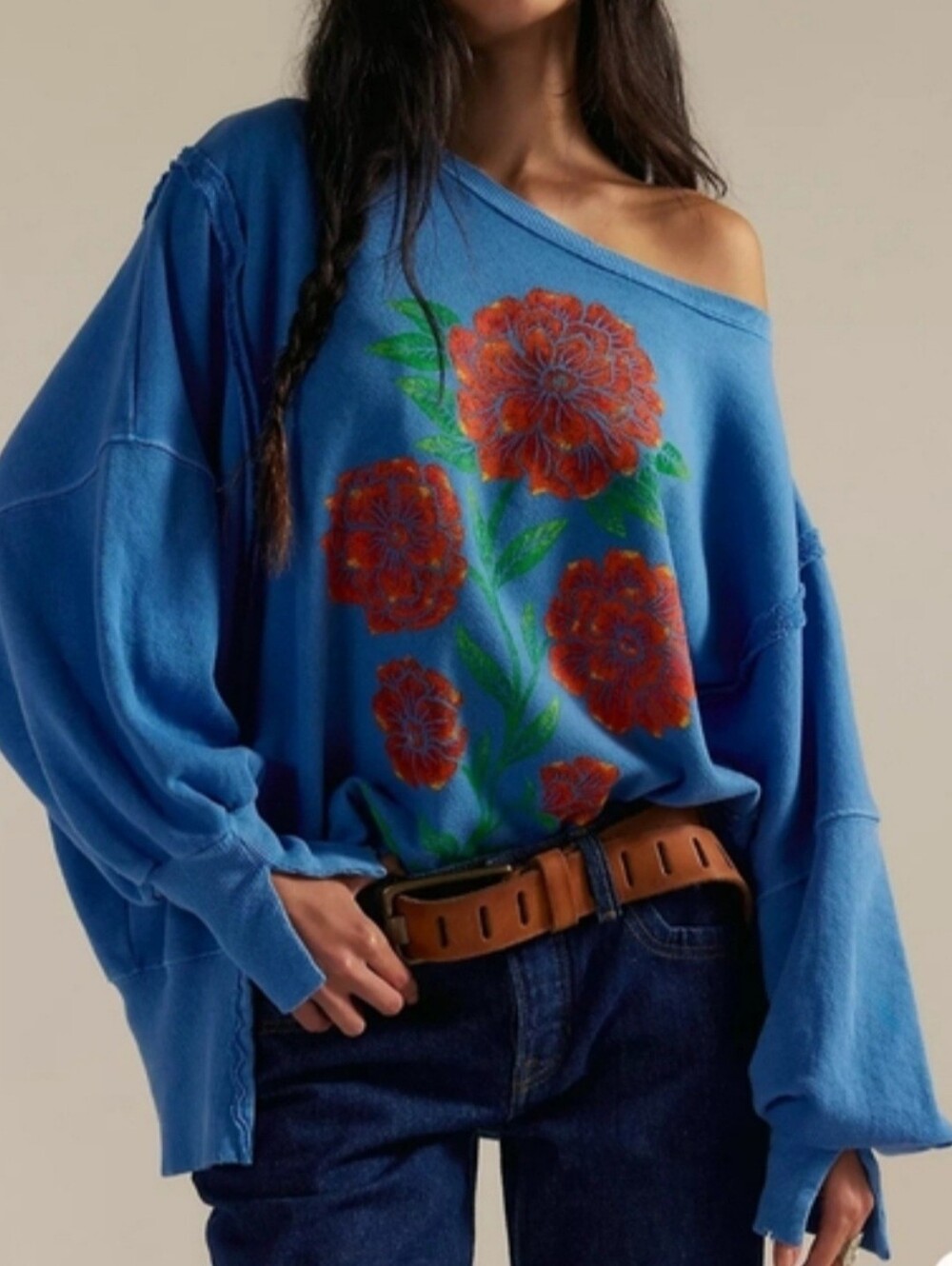 Free People We the Free Oversized Slouchy Pullover. Sweatshirt